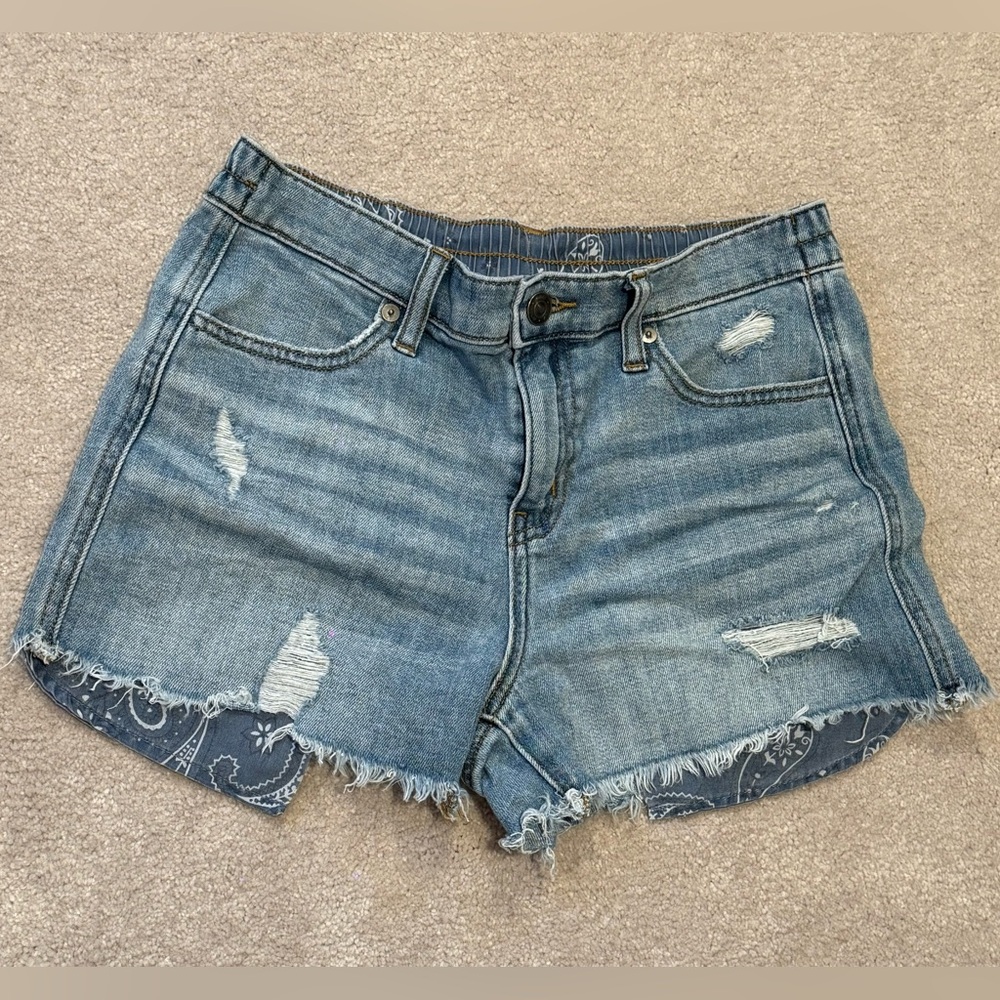 Aerie Blue Distressed Jean Shorts